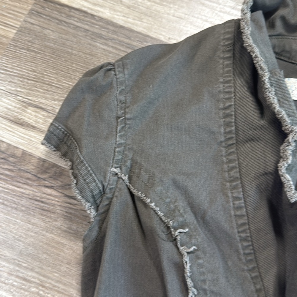 Vintage Justice Size Large Top Green Cotton Blend Romantic Grunge Indie Utility - Picture 4 of 10